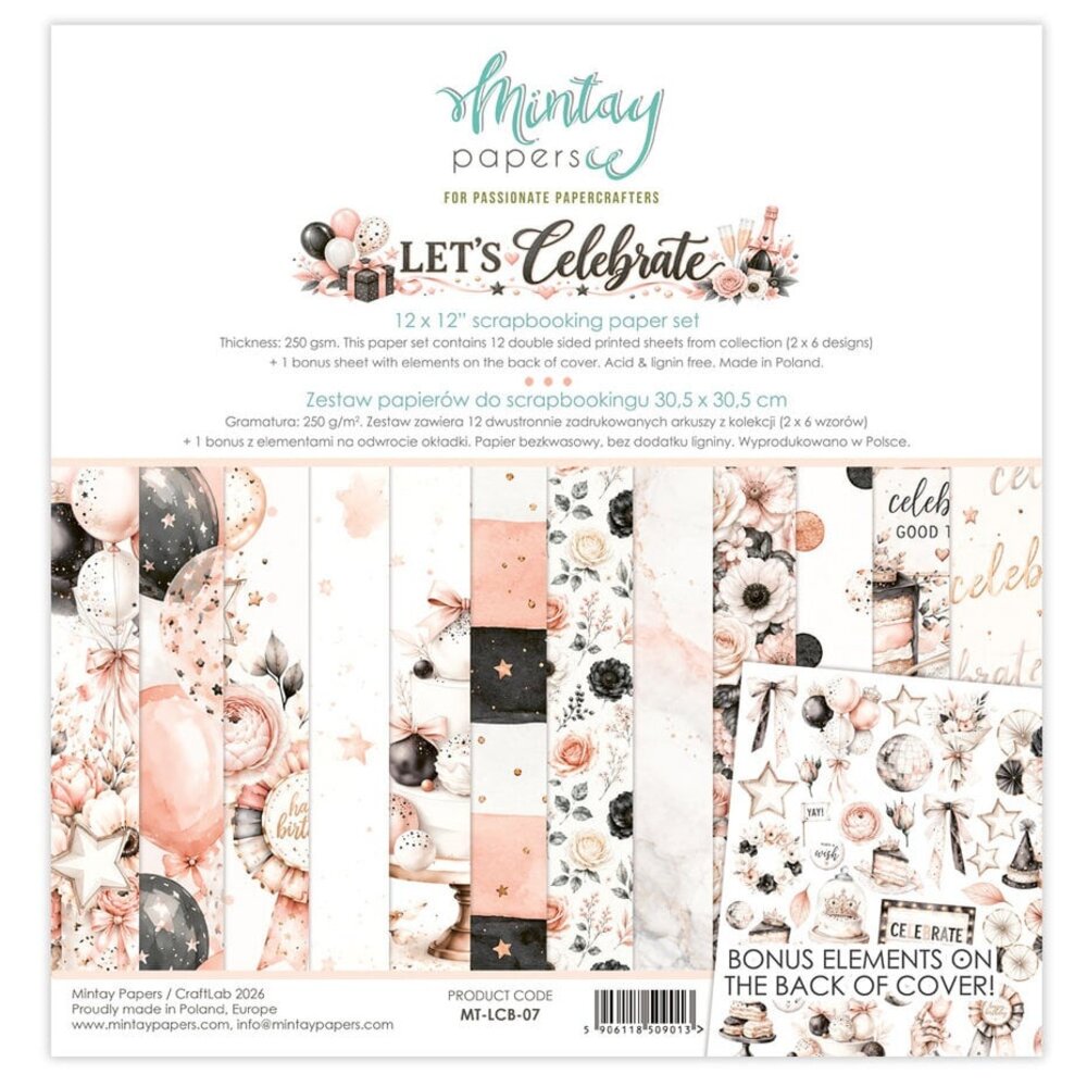 Mintay Let's Celebrate 12x12 Inch Paper Pad (MT-LCB-07) Mintay Let's Celebrate 12x12 Inch Paper Pad (MT-LCB-07)