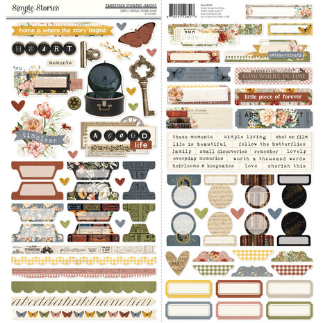 Simple Stories PRE-ORDER Simple Vintage Trunk Show Cardstock Stickers Basics (28103)