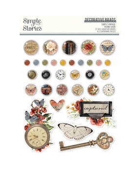 Simple Stories PRE-ORDER Simple Vintage Trunk Show Decorative Brads (28131)