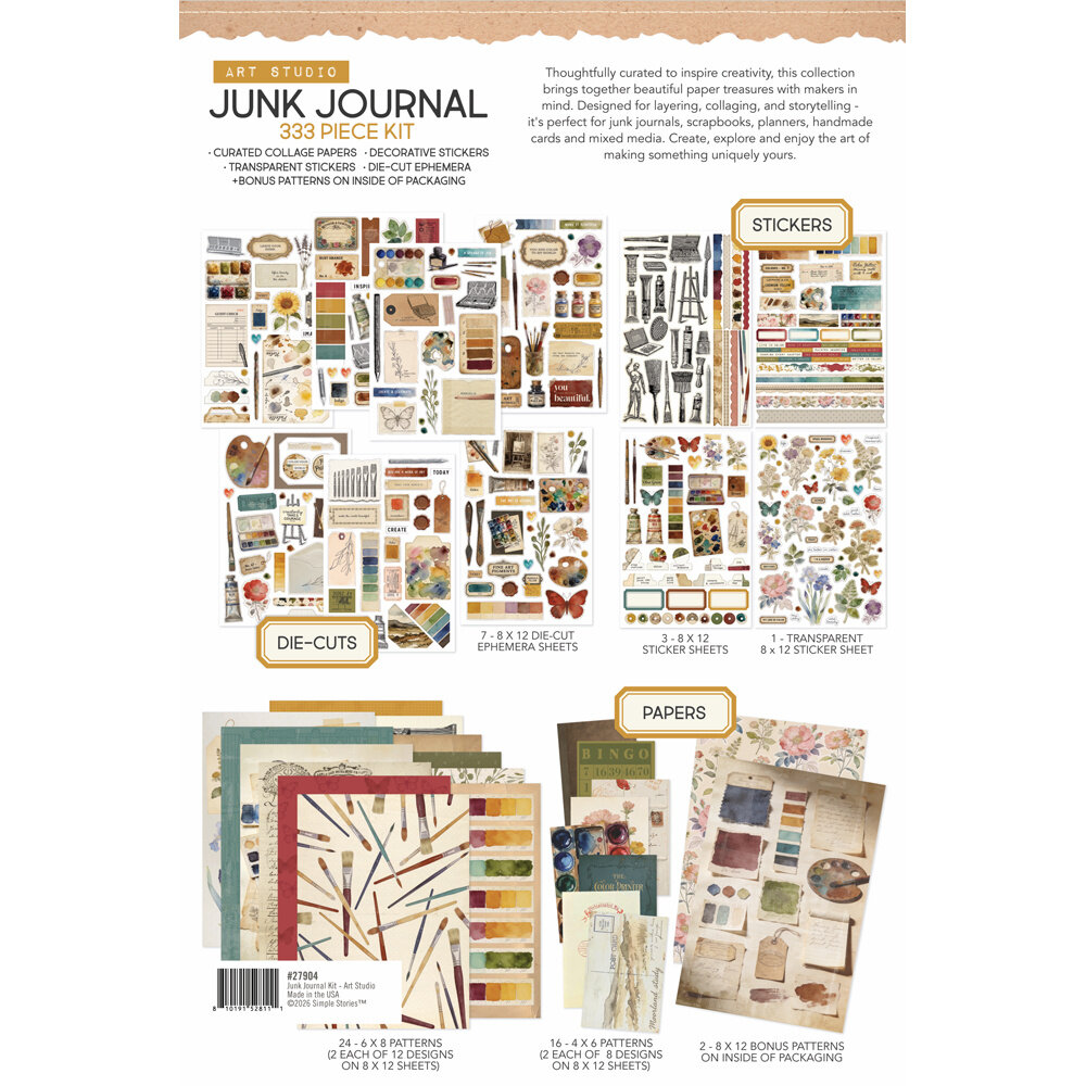 Simple Stories PRE-ORDER Junk Journal Kit Art Studio (27904)