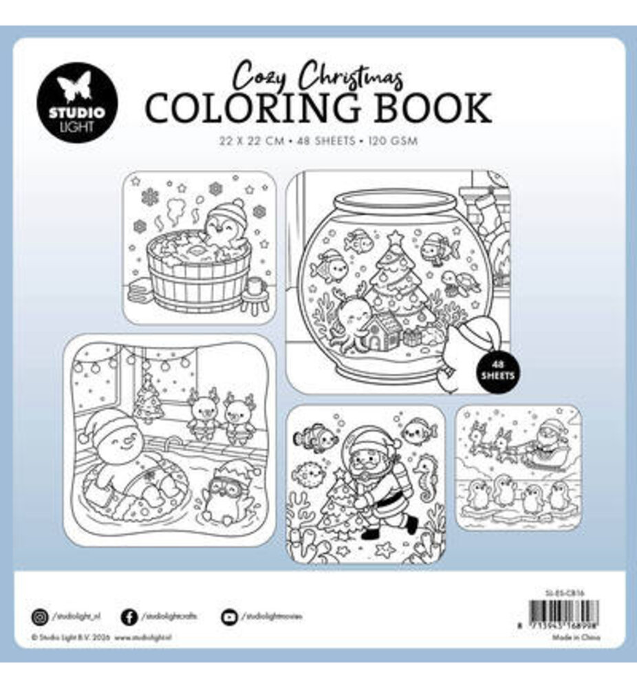 Studio Light PRE-ORDER Cozy Flow 8x8 Inch Cozy Christmas Coloring Book (SL-ES-CB16)