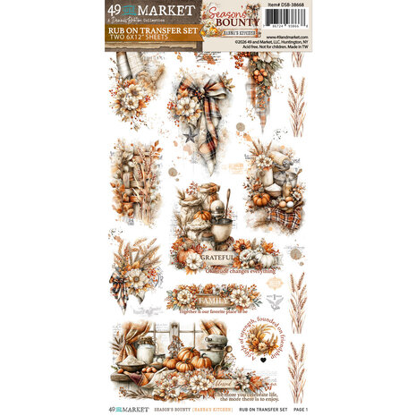 49 and Market PRE-ORDER Season's Bounty 6x12 Inch Nanna's Kitchen Rub-on Transfer Set (DSB-38668)