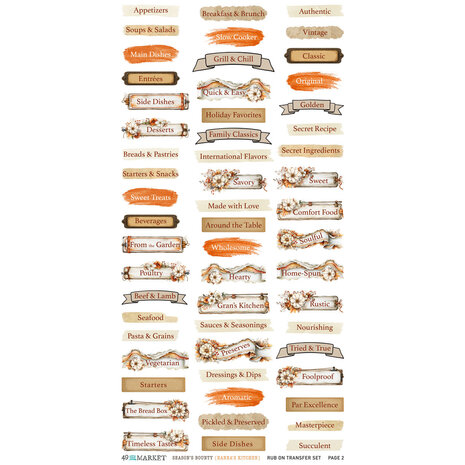 49 and Market PRE-ORDER Season's Bounty 6x12 Inch Nanna's Kitchen Rub-on Transfer Set (DSB-38668)