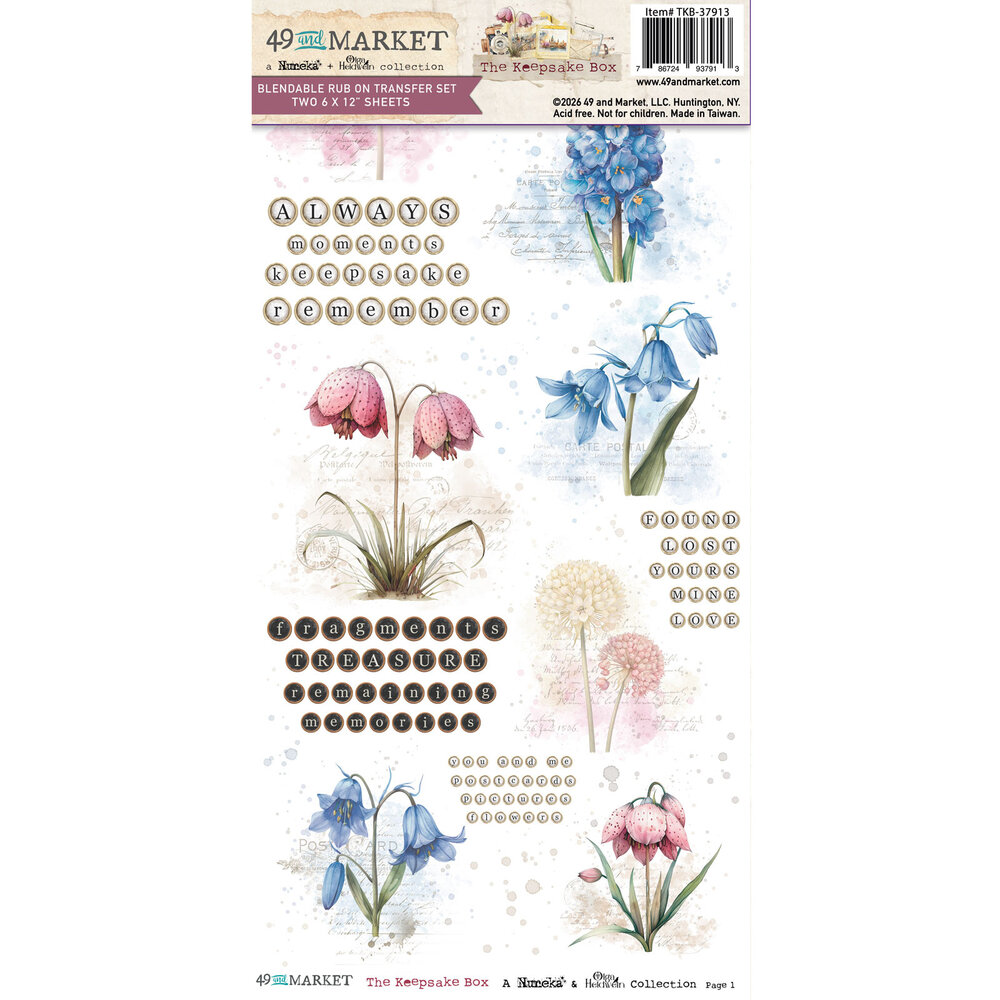 49 and Market PRE-ORDER The Keepsake Box 6x12 Inch Blendable Rub-on Transfer Set (TKB-37913) 49 and Market PRE-ORDER The Keepsake Box 6x12 Inch Blendable Rub-on Transfer Set (TKB-37913)