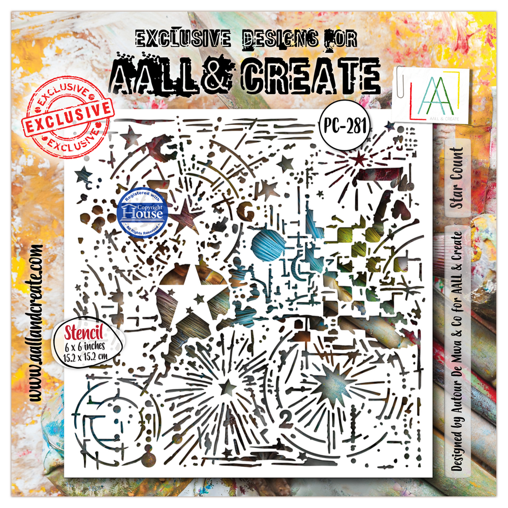 AALL and Create Universe of Patterns Masking Stencil 6x6 Inch Star Count (AALL-PC-281) AALL and Create Universe of Patterns Masking Stencil 6x6 Inch Star Count (AALL-PC-281)