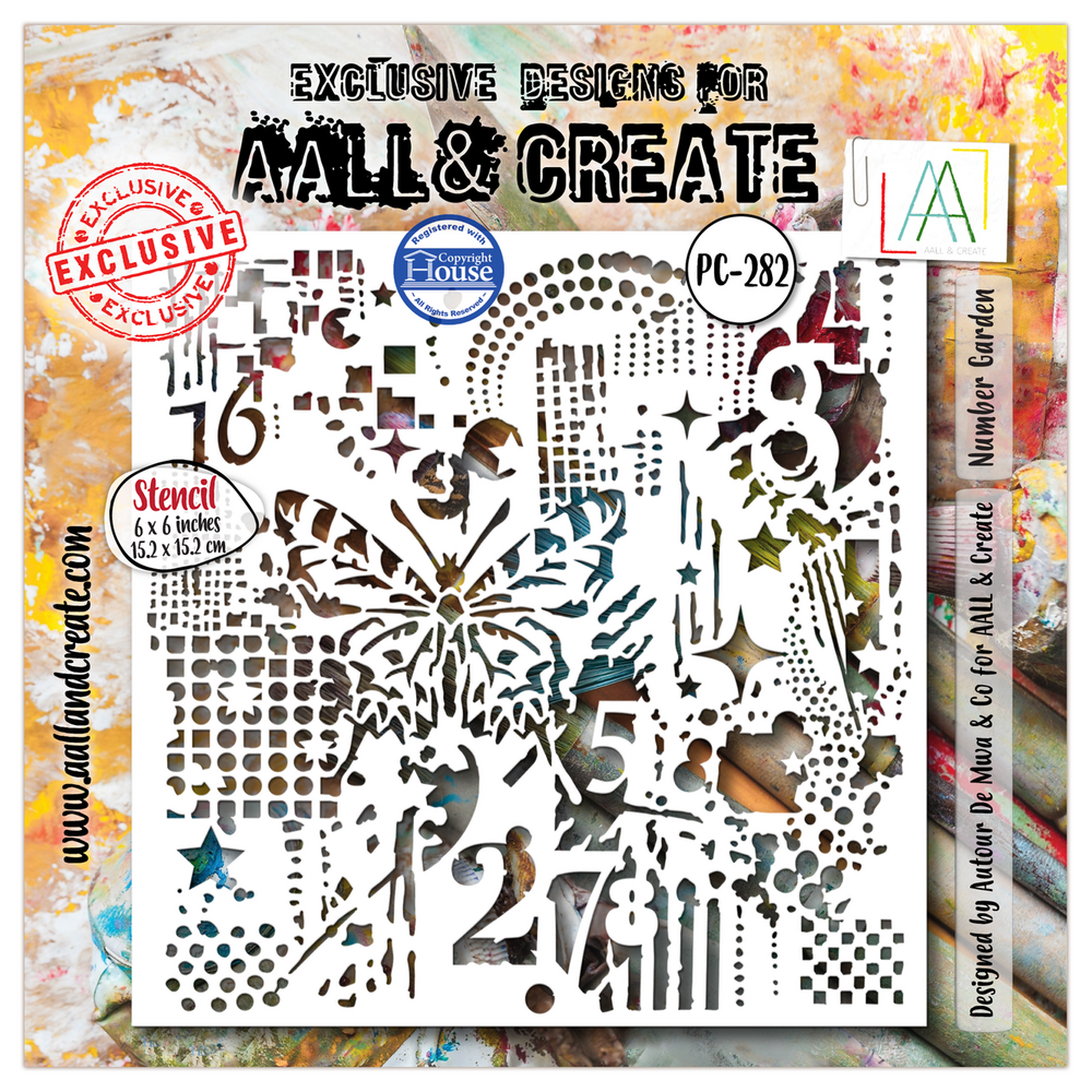 AALL and Create Universe of Patterns Masking Stencil 6x6 Inch Number Garden (AALL-PC-282) AALL and Create Universe of Patterns Masking Stencil 6x6 Inch Number Garden (AALL-PC-282)