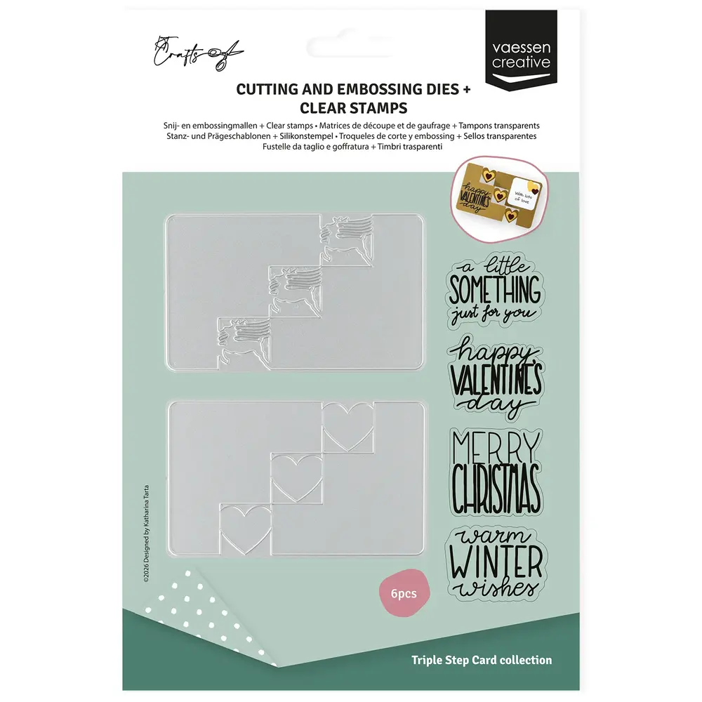 Vaessen Creative Triple Step Card Collection Stamp & Dies Winter & Valentijn (KTC001) Vaessen Creative Triple Step Card Collection Stamp & Dies Winter & Valentijn (KTC001)