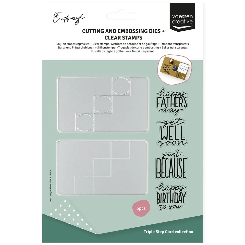 Vaessen Creative Triple Step Card Collection Stamp & Dies Verjaardag & Wensen (KTC002) Vaessen Creative Triple Step Card Collection Stamp & Dies Verjaardag & Wensen (KTC002)