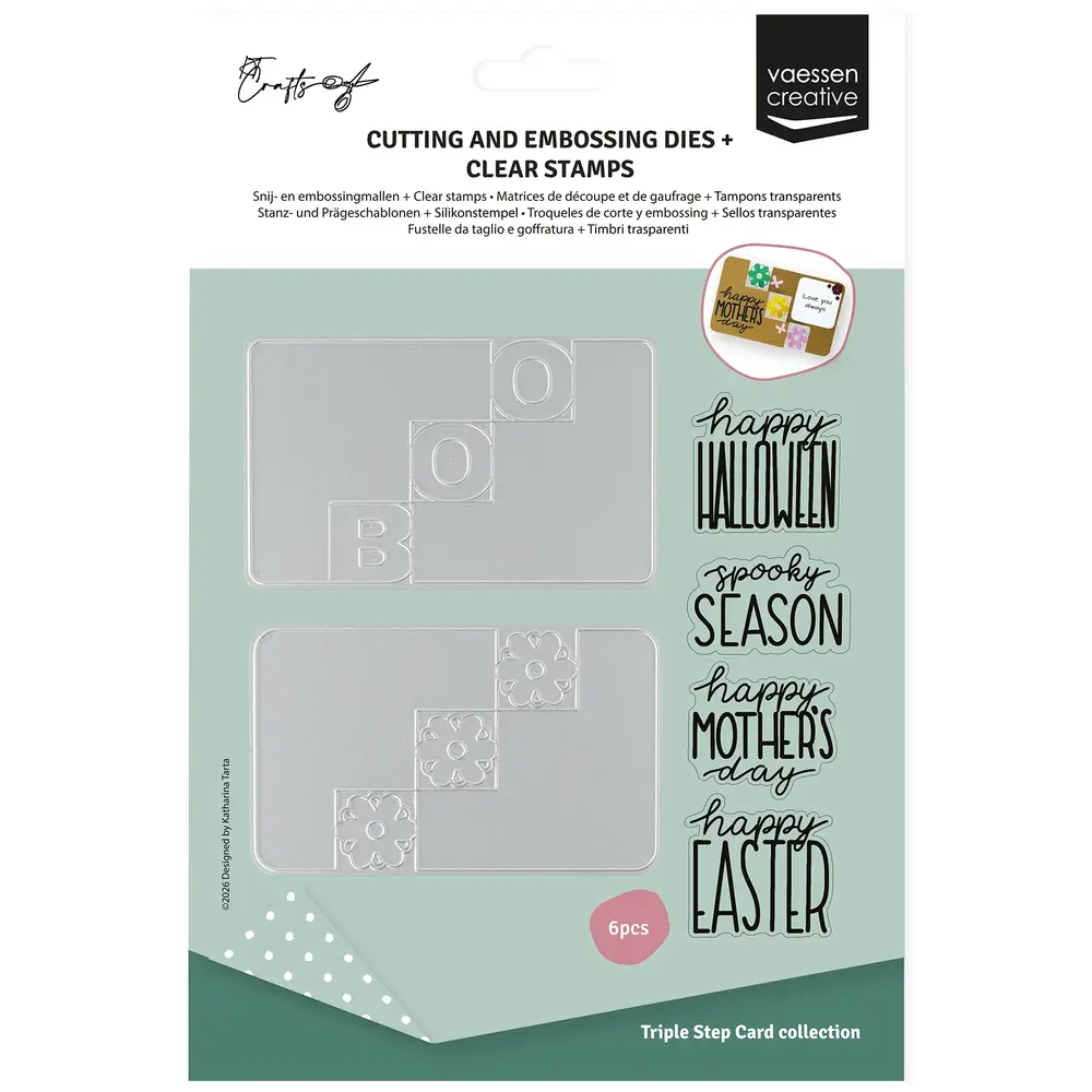 Vaessen Creative Triple Step Card Collection Stamp & Dies Pasen & Halloween (KTC003) Vaessen Creative Triple Step Card Collection Stamp & Dies Pasen & Halloween (KTC003)