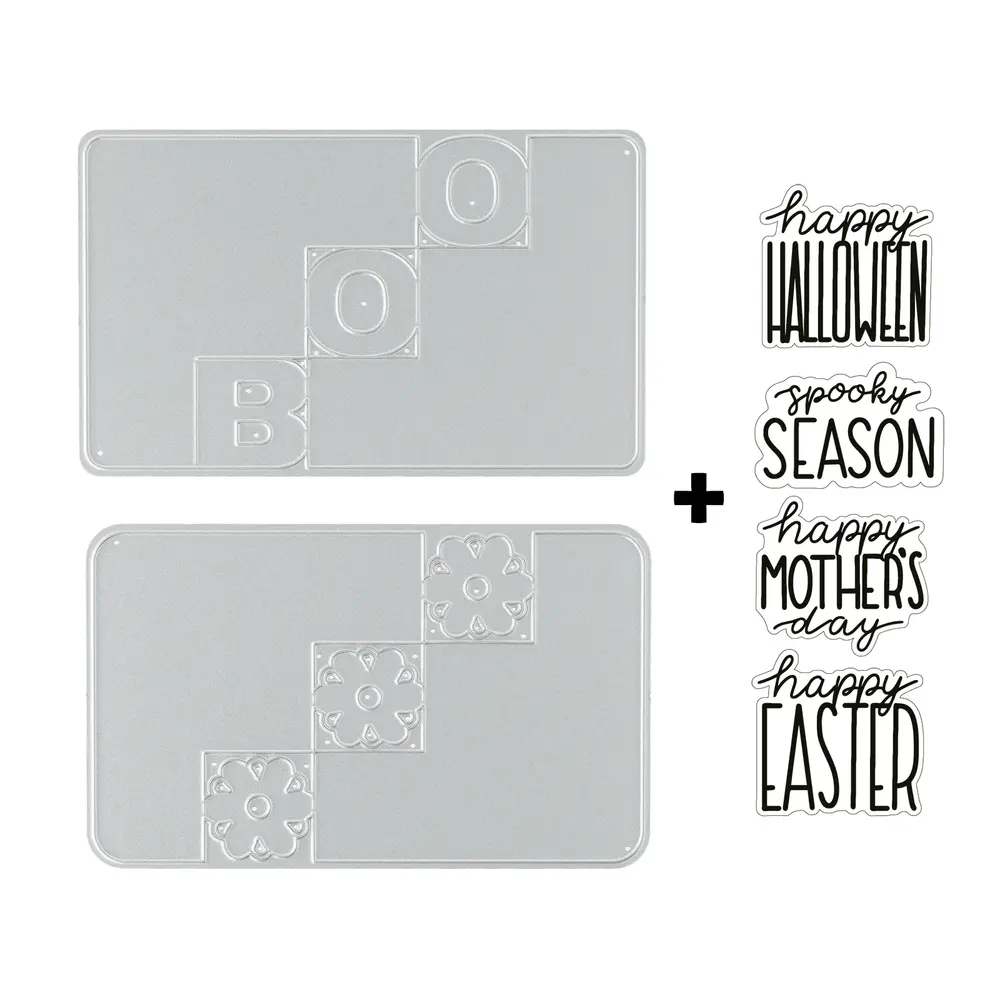 Vaessen Creative Triple Step Card Collection Stamp & Dies Pasen & Halloween (KTC003) Vaessen Creative Triple Step Card Collection Stamp & Dies Pasen & Halloween (KTC003)