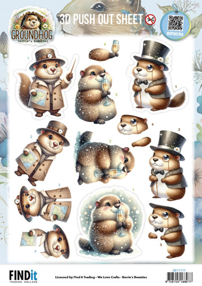 Berrie's Beauties Groundhog 3D Push Out Little Gentlemen (SB11171) Berrie's Beauties Groundhog 3D Push Out Little Gentlemen (SB11171)
