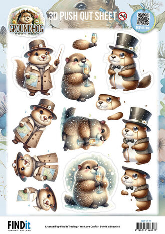 Berrie's Beauties Groundhog 3D Push Out Little Gentlemen (SB11171) Berrie's Beauties Groundhog 3D Push Out Little Gentlemen (SB11171)