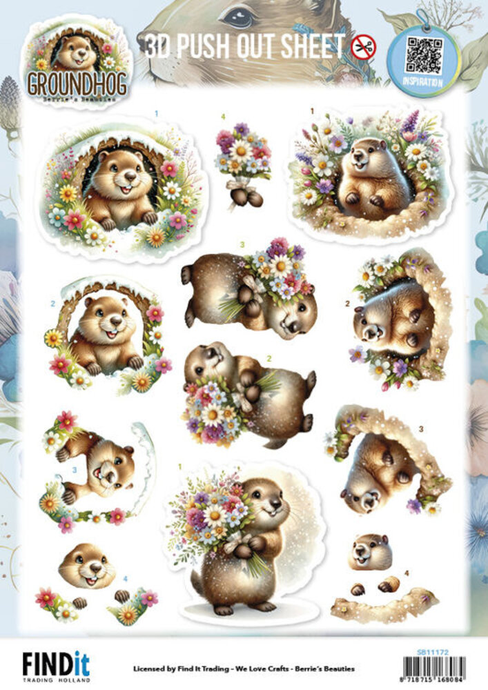 Berrie's Beauties Groundhog 3D Push Out Spring Moments (SB11172) Berrie's Beauties Groundhog 3D Push Out Spring Moments (SB11172)