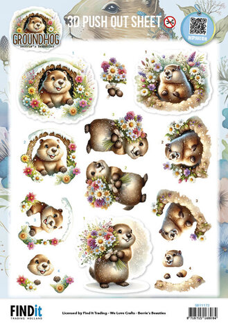 Berrie's Beauties Groundhog 3D Push Out Spring Moments (SB11172) Berrie's Beauties Groundhog 3D Push Out Spring Moments (SB11172)
