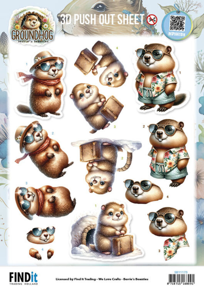 Berrie's Beauties Groundhog 3D Push Out Holiday Ready (SB11173) Berrie's Beauties Groundhog 3D Push Out Holiday Ready (SB11173)