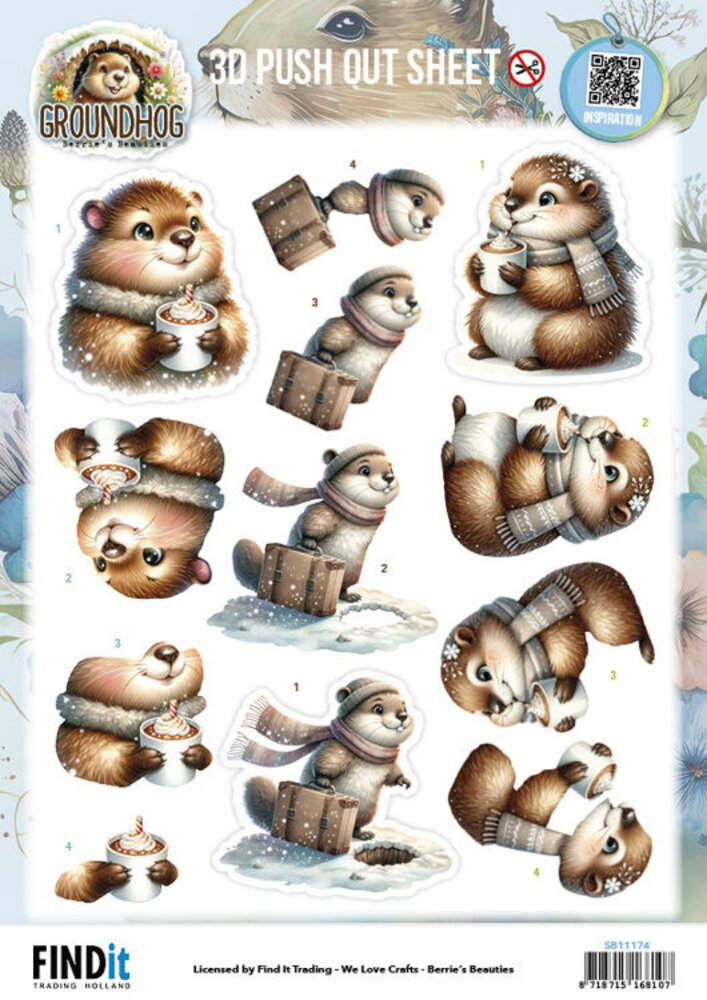 Berrie's Beauties Groundhog 3D Push Out Winter Bliss (SB11174) Berrie's Beauties Groundhog 3D Push Out Winter Bliss (SB11174)