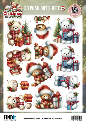 Berrie's Beauties Furry Christmas Friends 3D Push Out Christmas Bear (SB11167)