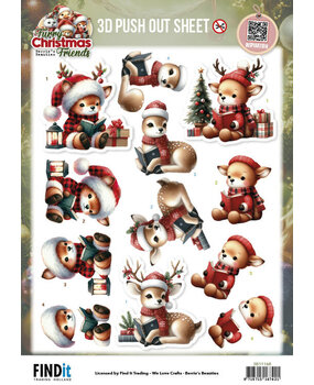 Berrie's Beauties Furry Christmas Friends 3D Push Out Christmas Deer (SB11168)