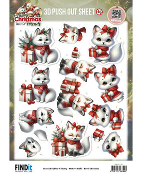 Berrie's Beauties Furry Christmas Friends 3D Push Out Christmas White Fox (SB11170)