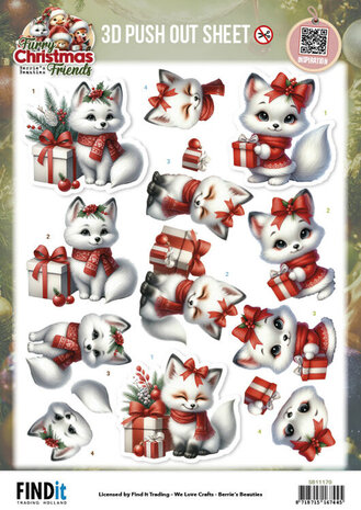 Berrie's Beauties Furry Christmas Friends 3D Push Out Christmas White Fox (SB11170)
