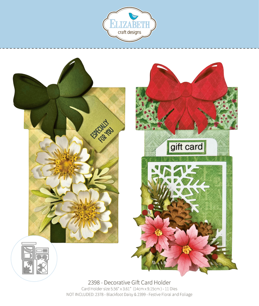 Elizabeth Craft Designs Warm Wishes Dies Decorative Gift Card Holder (2398)