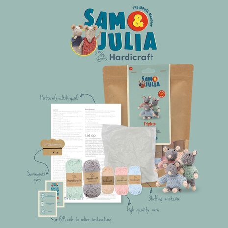 Hardicraft Sam & Julia Triplets Crochet Kit (HC-43SJ004) Hardicraft Sam & Julia Triplets Crochet Kit (HC-43SJ004)