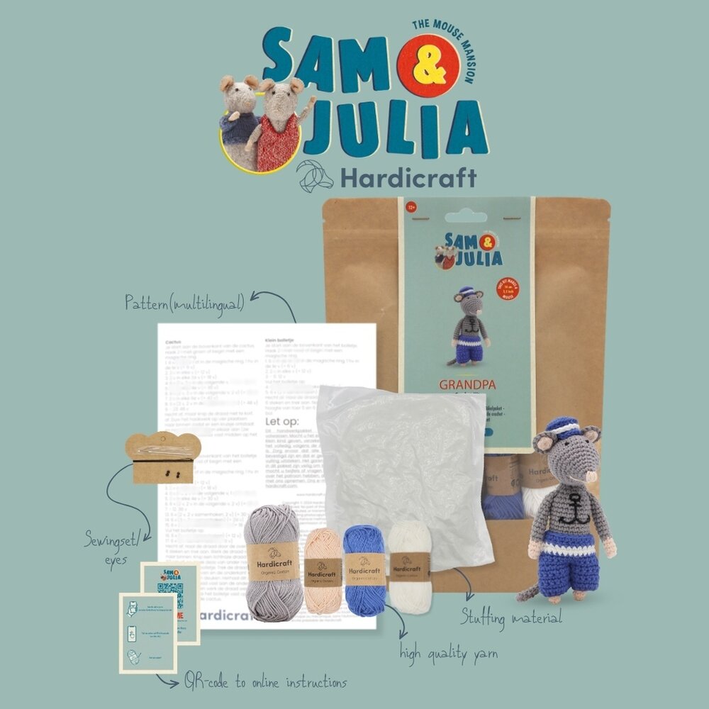 Hardicraft Sam & Julia Grandpa Sailor Mouse Crochet Kit (HC-43SJ008) Hardicraft Sam & Julia Grandpa Sailor Mouse Crochet Kit (HC-43SJ008)