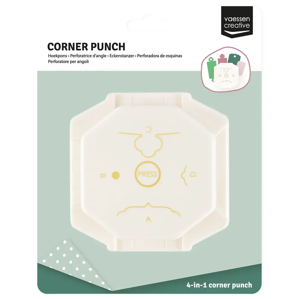 Vaessen Creative 4 in 1 Hoekpons Vintage Labels (2137-138)