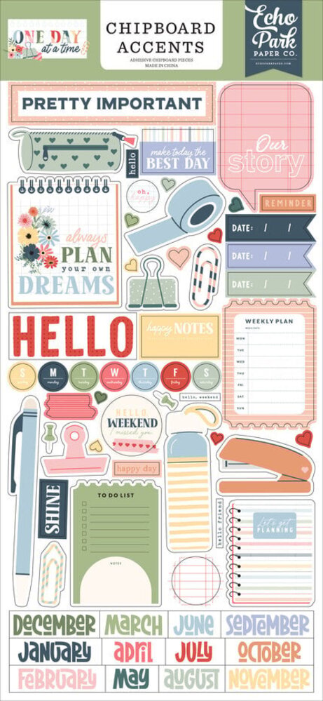 Echo Park One Day At A Time 6x13 Inch Chipboard Accents (ODT546021) Echo Park One Day At A Time 6x13 Inch Chipboard Accents (ODT546021)