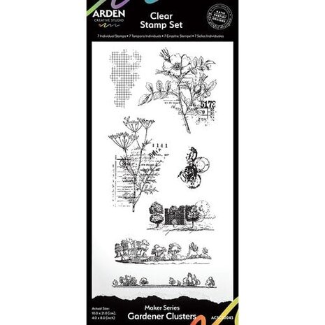 Arden Creative Studio PRE-ORDER Home & Garden 4x8 Inch Clear Stamp Set Gardener Clusters (ACSCS0043)