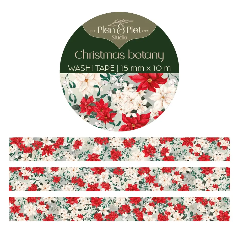 Plan & Plot Studio Christmas Botany Washi Tape 15mm (WT163) Plan & Plot Studio Christmas Botany Washi Tape 15mm (WT163)