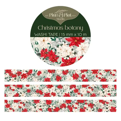 Plan & Plot Studio Christmas Botany Washi Tape 15mm (WT163) Plan & Plot Studio Christmas Botany Washi Tape 15mm (WT163)