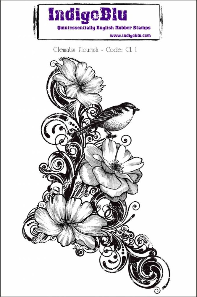 IndigoBlu Clematis Flourish Mounted A6 Rubber Stamp (CL I) IndigoBlu Clematis Flourish Mounted A6 Rubber Stamp (CL I)