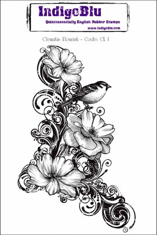 IndigoBlu Clematis Flourish Mounted A6 Rubber Stamp (CL I) IndigoBlu Clematis Flourish Mounted A6 Rubber Stamp (CL I)