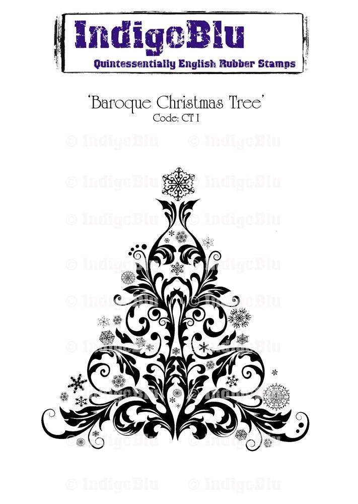 IndigoBlu Baroque Christmas Tree Mounted A6 Rubber Stamp (CT I) IndigoBlu Baroque Christmas Tree Mounted A6 Rubber Stamp (CT I)