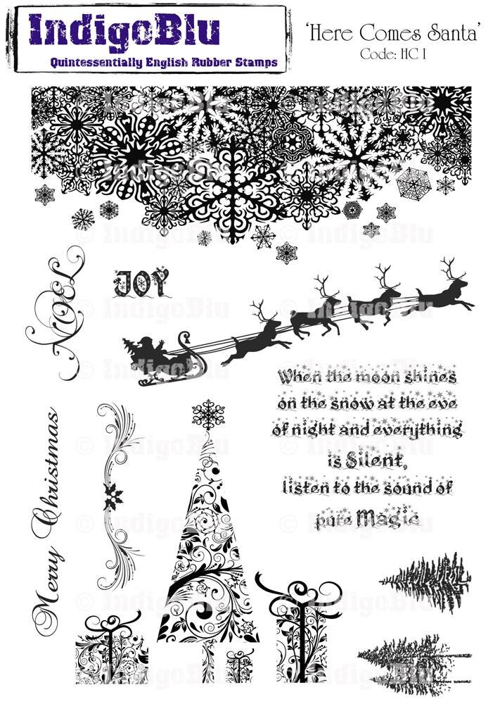 IndigoBlu Here Comes Santa Mounted A5 Rubber Stamp (HCS I Mtd) IndigoBlu Here Comes Santa Mounted A5 Rubber Stamp (HCS I Mtd)