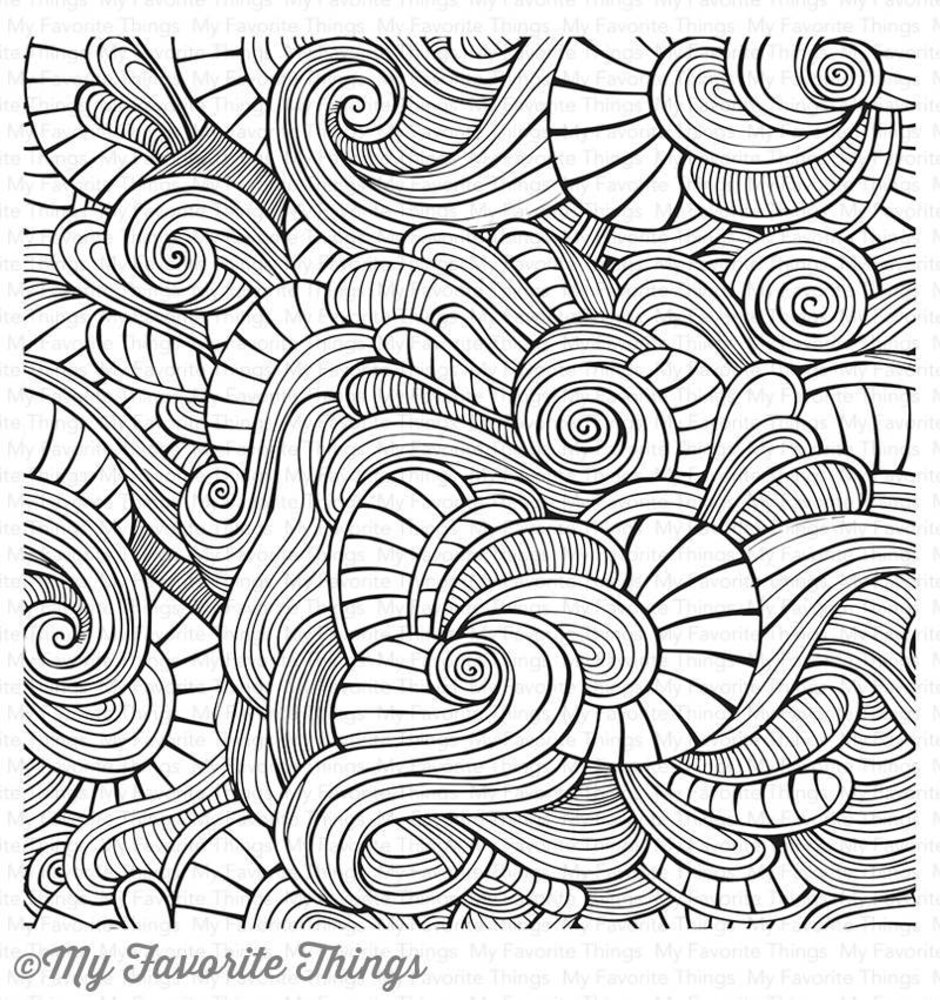 My Favorite Things Wavy Coloring Book Stamp 6x6 Inch Cling Rubber (BG-86)