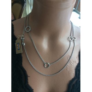 Fossil Fossil Halskette, Damen, Farbe Silber, lange Version, für Charm Anhänger, mit Zirkonia, Länge max. 100 cm