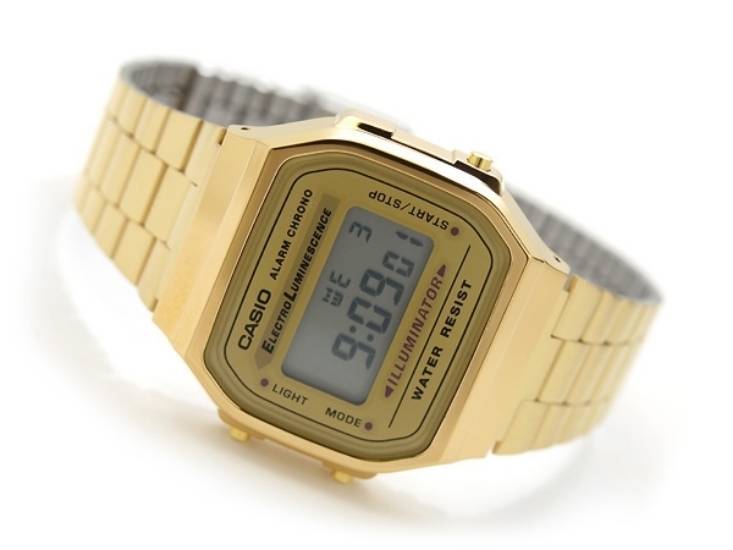 CASIO 80er RETRO Armbanduhr Digitaluhr GOLDfarben A168WG - LooDoo