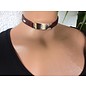 Joop Retro Look Eng anliegend Leder Damenhalsband "JOKER" mit Sterlingsilber Gravurplatte