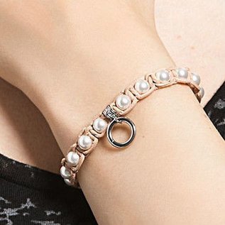 Fossil Original Fossil Charm-Armband mit Perlen, Damen, aus Edelstahl und Leder - Farbe silber und braun -  für Fossil Charm Anhänger -  JF88175040