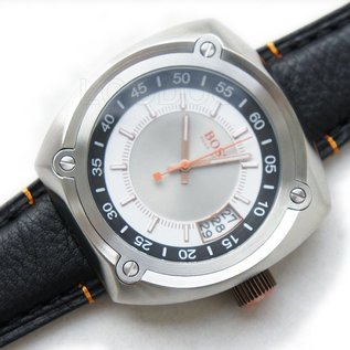 Boss HUGO BOSS ORANGE RETRO-DESIGN LEDER WATCH HERRENUHR 1512301 NEU