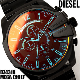 Diesel Diesel Herrenuhr Edelstahl schwarz XL Chronograph Mega Chief DZ4318