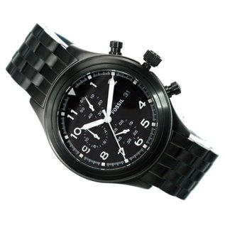 Fossil JR1439 Flieger Nate Herren Chronograph Schwarz Armbanduhr NEU