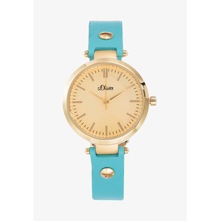 s.Oliver Damen Armbanduhr Leder türkisfarben SO-2888-LQ NEU