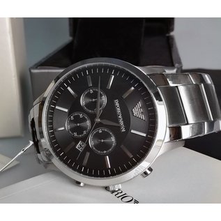 Armani Edelstahl Herrenuhr Armbanduhr Chronograph AR2460 silberfarben NEU