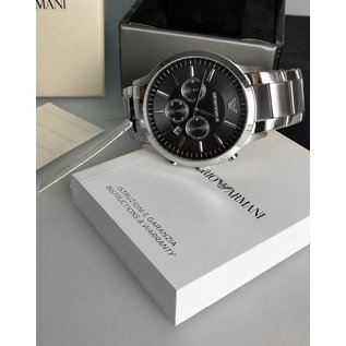 Armani Edelstahl Herrenuhr Armbanduhr Chronograph AR2460 silberfarben NEU