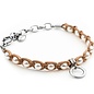 Fossil Original Fossil Charm-Armband mit Perlen, Damen, aus Edelstahl und Leder - Farbe silber und braun -  für Fossil Charm Anhänger -  JF88175040