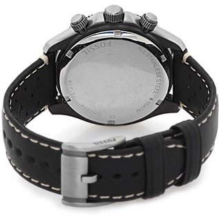 Fossil Herren-Armbanduhr XL TRAVELER Analog Leder schwarz CH2914