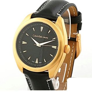 Calvin Klein Leder Armbanduhr schwarz IMPULSE Herrenuhr rosegoldfarben K5811402 NEU